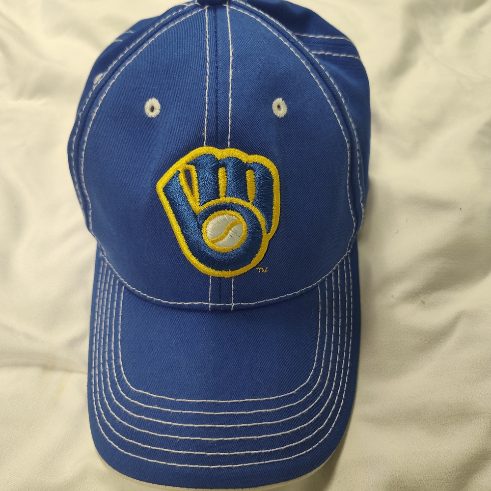 Blue Baseball Cap with Yellow Logo